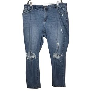 Lane Bryant Womens Mid Rise Boyfriend Jeans Distressed Plus Size 16 Flex Magic